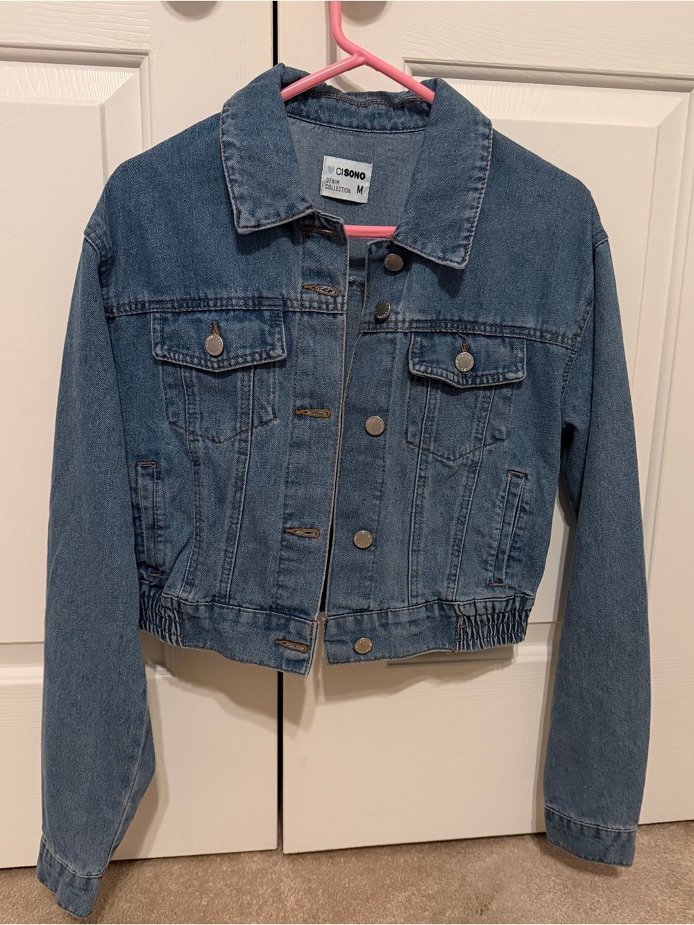 Medium Blue Cropped Denim Jacket